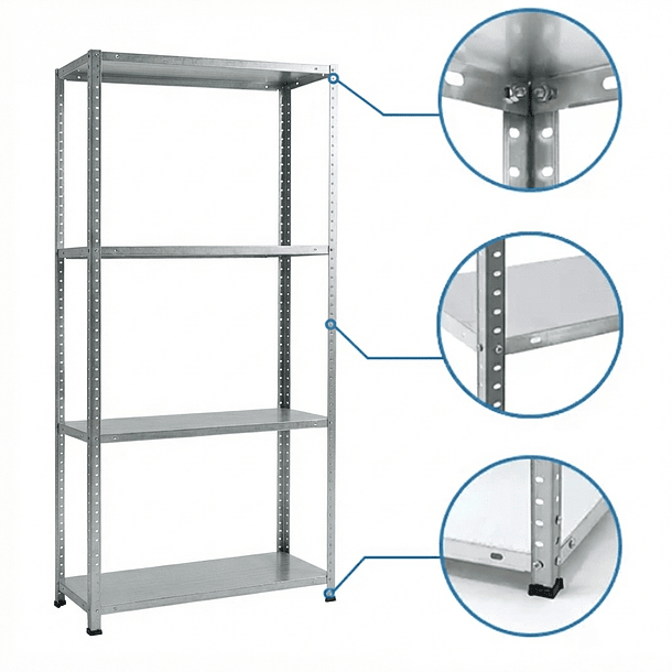 Estante Metálico 145x75x30 - 4 niveles - 80kg 8