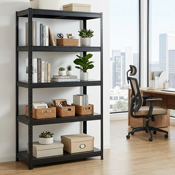 Estante Metálico 180x90x40 Negro bandeja metálica - 5 niveles  2