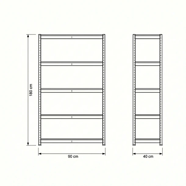 Estante Metálico 180x90x40 Negro bandeja metálica - 5 niveles  8