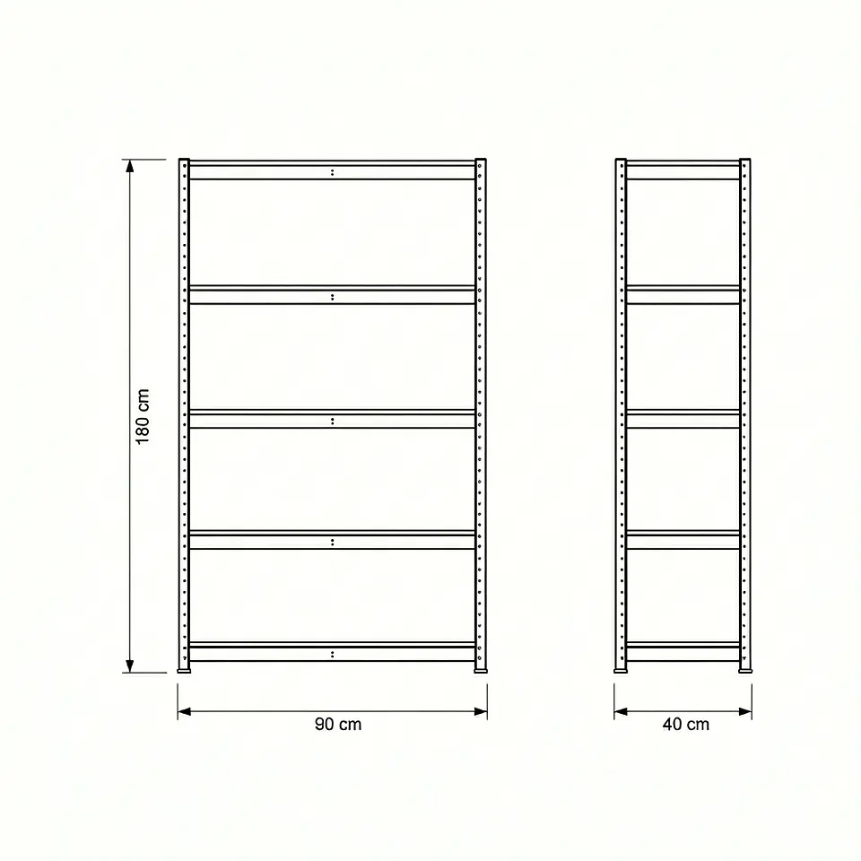 Estante Metálico 180x90x40 Negro bandeja metálica - 5 niveles  9