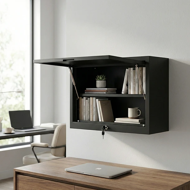 Gabinete Metálico Colgante Negro Cerrado 60x42x30 cm 6