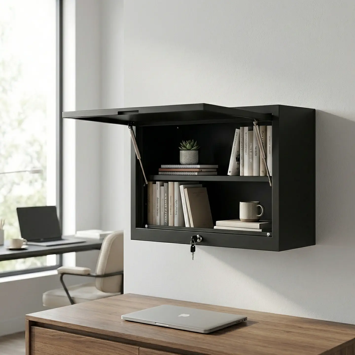 Gabinete Metálico Colgante Negro Cerrado 60x42x30 cm 6