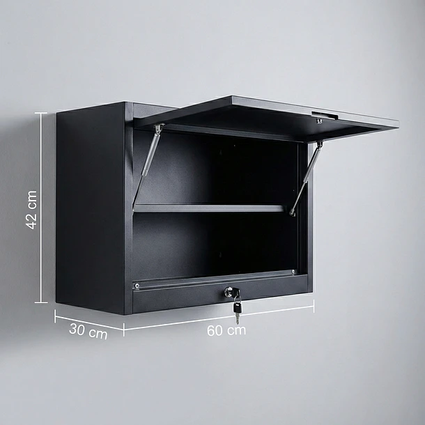 Gabinete Metálico Colgante Negro Cerrado 60x42x30 cm 7