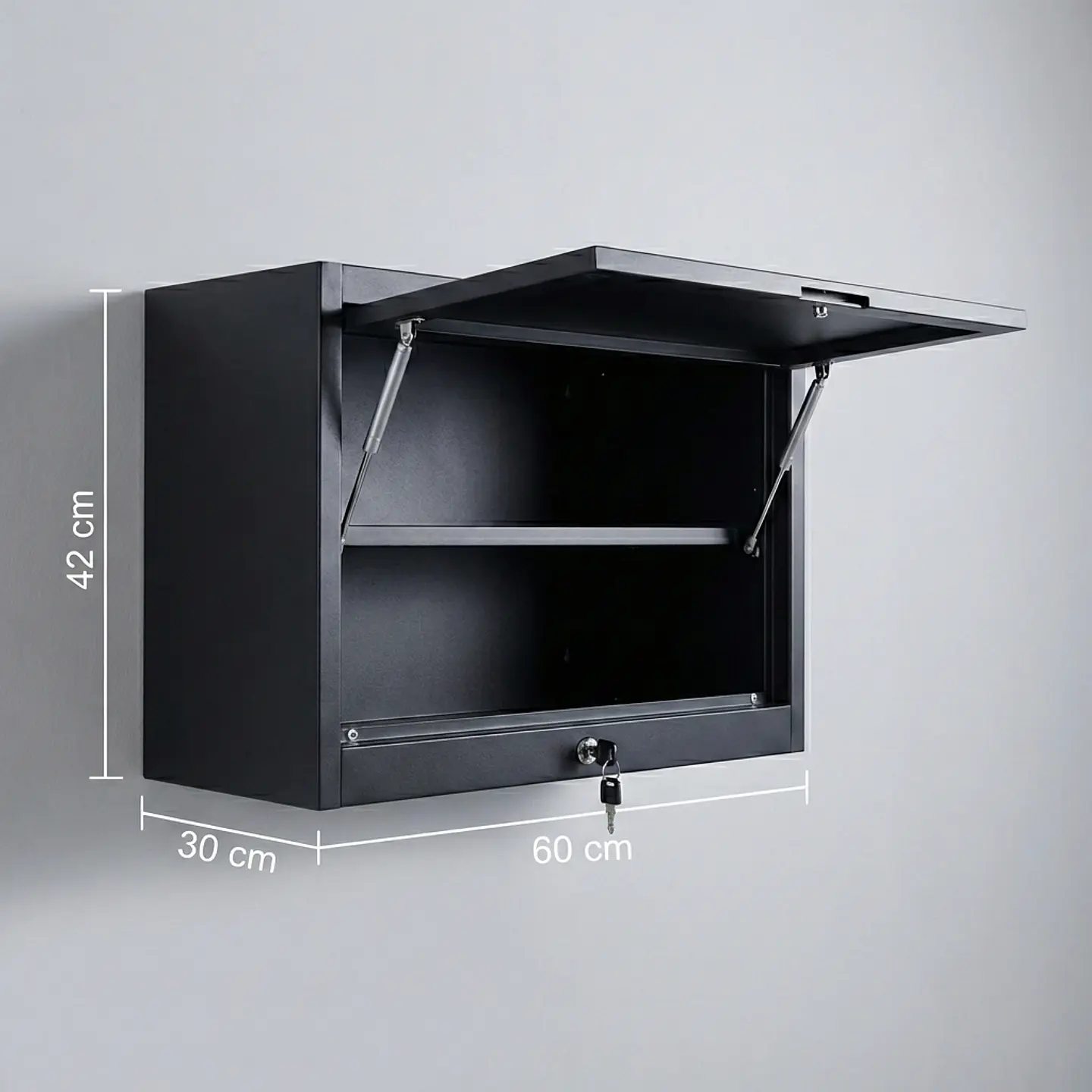 Gabinete Metálico Colgante Negro Cerrado 60x42x30 cm 7