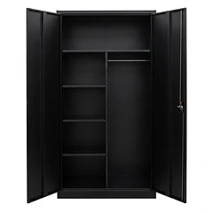 Estante Armario Metálico Cerrado Repisas y Barra de colgar Negro 185x87x40 cm - 2 Puertas