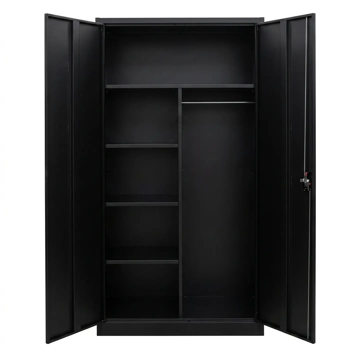Estante Armario Metálico Cerrado Repisas y Barra de colgar Negro 185x87x40 cm - 2 Puertas 1