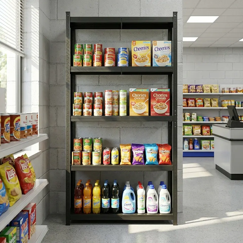 Estante Metálico 186x90x40 Negro - Bandeja melamina - 5 niveles  2