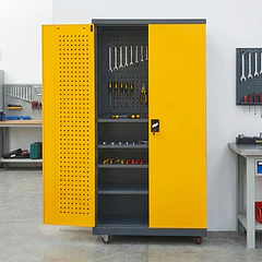 Gabinete Estante Metálico Herramientas con ruedas - 2 Puertas