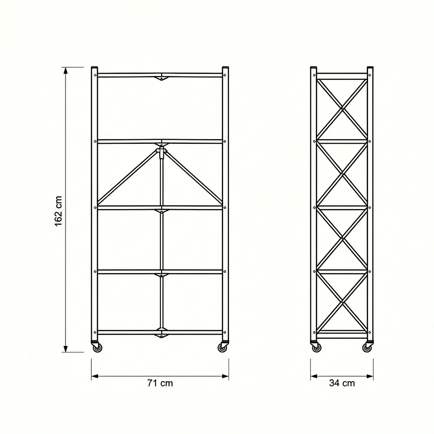 Estante Metálico Plegable con ruedas 162x71x34cm - 250kg  10