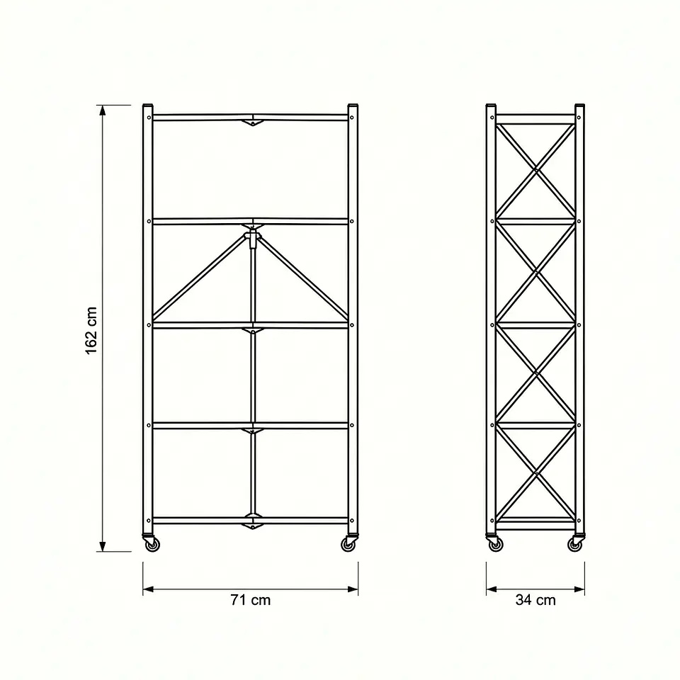 Estante Metálico Plegable con ruedas 162x71x34cm - 250kg  10