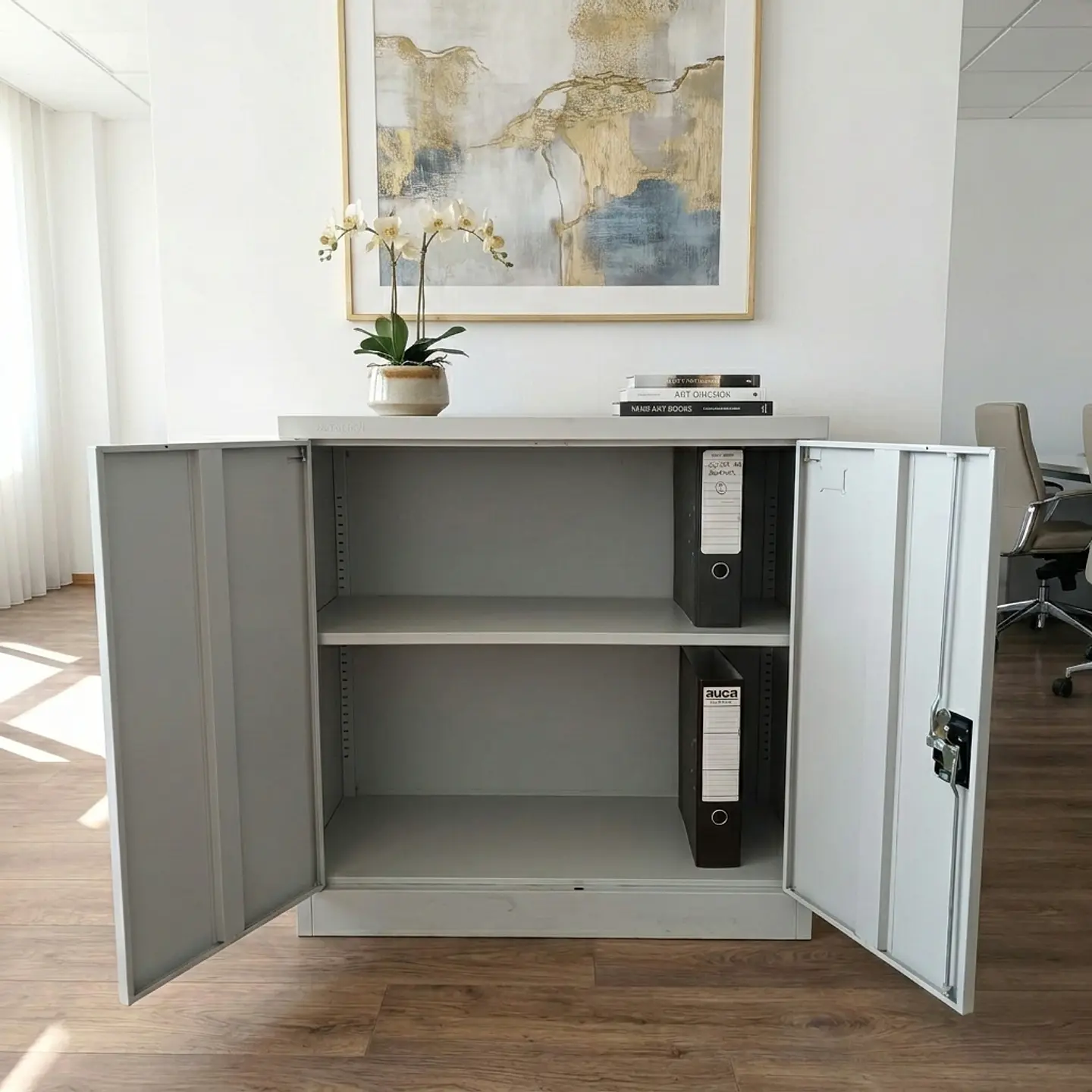 Estante Metálico Cerrado 90x87x40 cm - 3 niveles - 2 Puertas 2