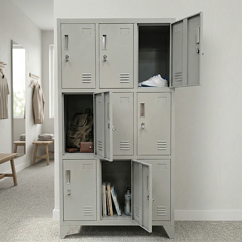 Locker Metálico 3 cuerpos 9 puertas