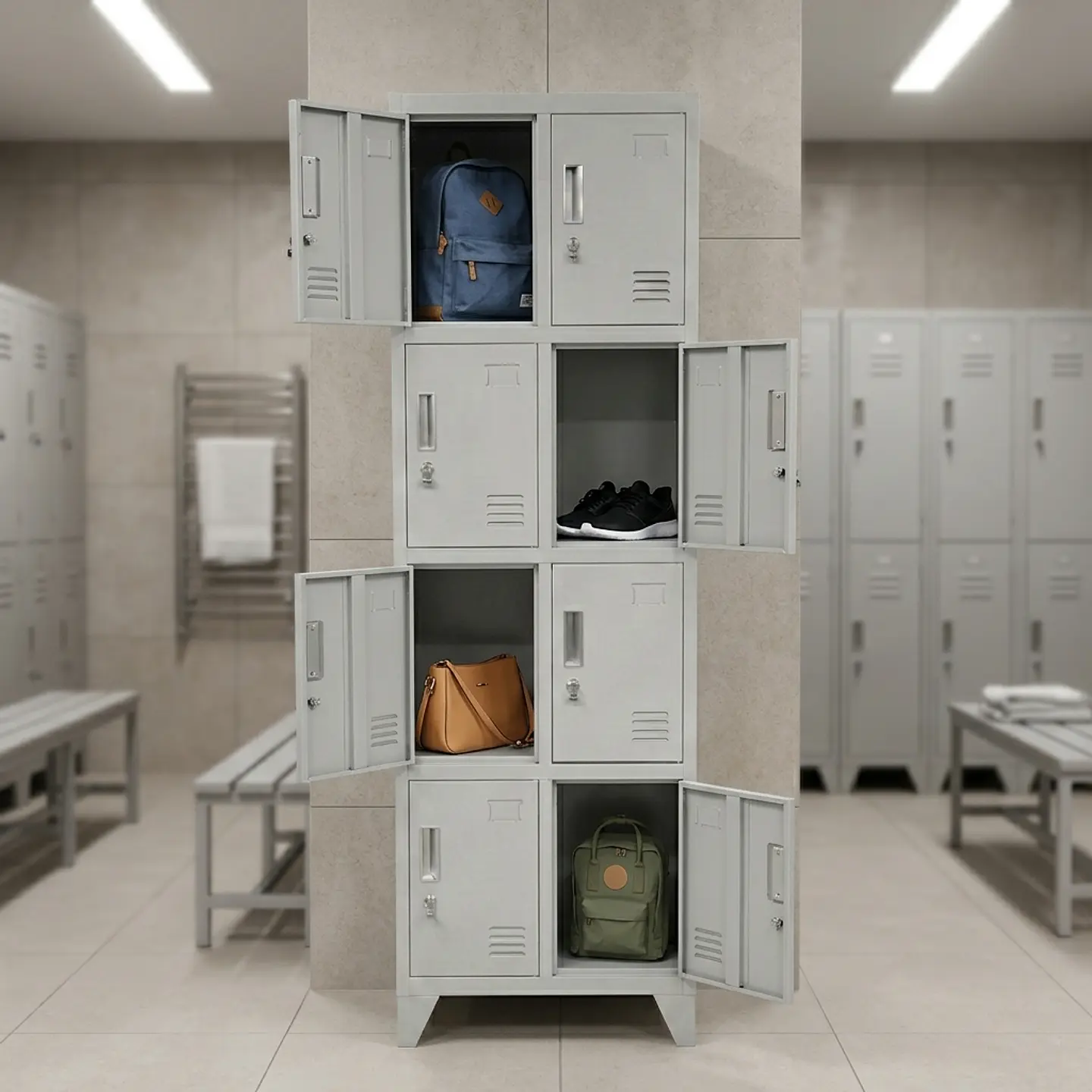 Locker Metálico 2 cuerpos 8 puertas 2