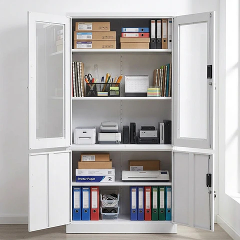 Estante Metálico Vitrina Blanca 185x87x40 cm - 4 Puertas