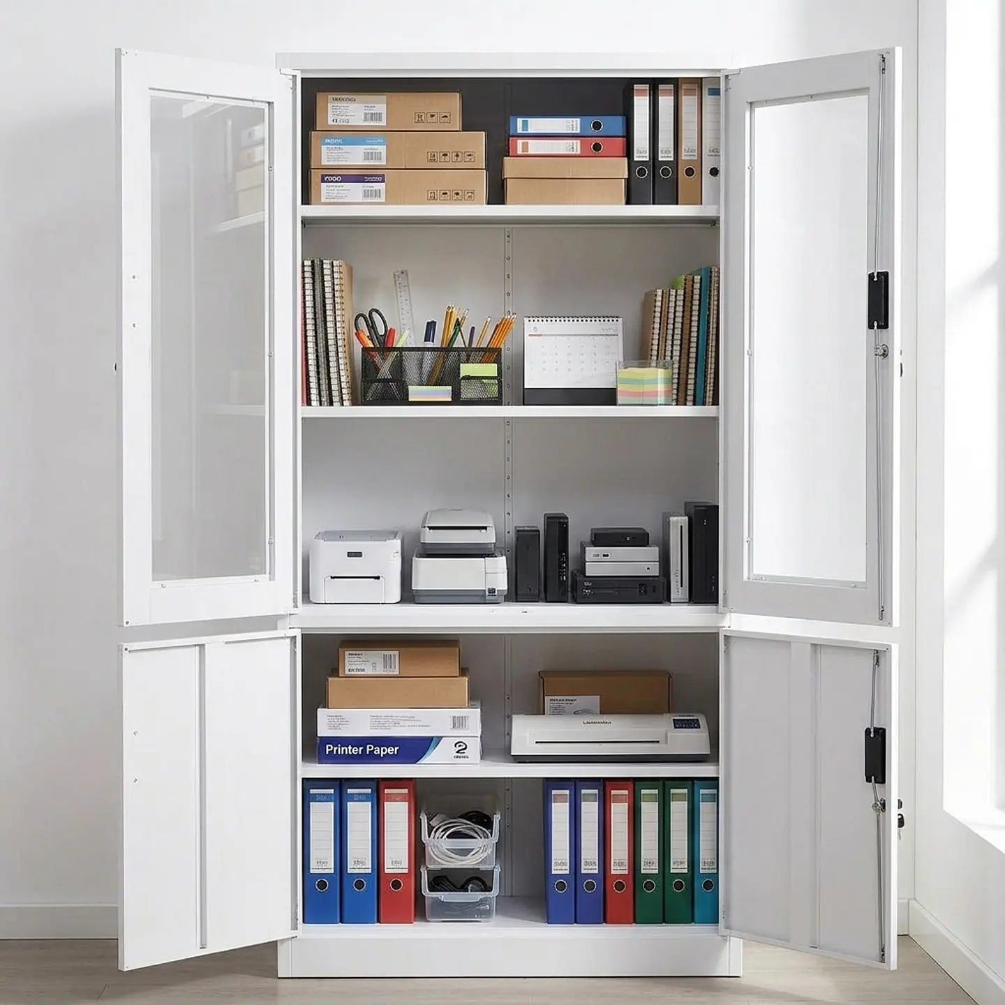 Estante Metálico Vitrina Blanca 185x87x40 cm - 4 Puertas 2
