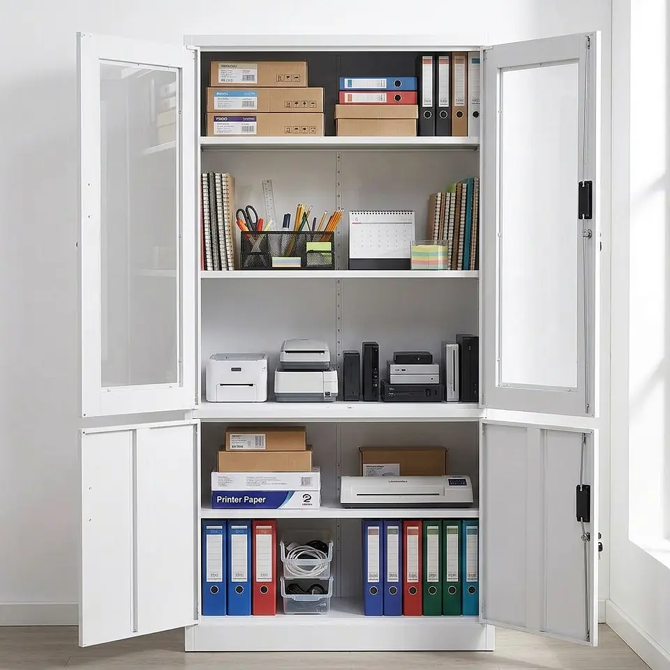 Estante Metálico Vitrina Blanca 185x87x40 cm - 4 Puertas 2