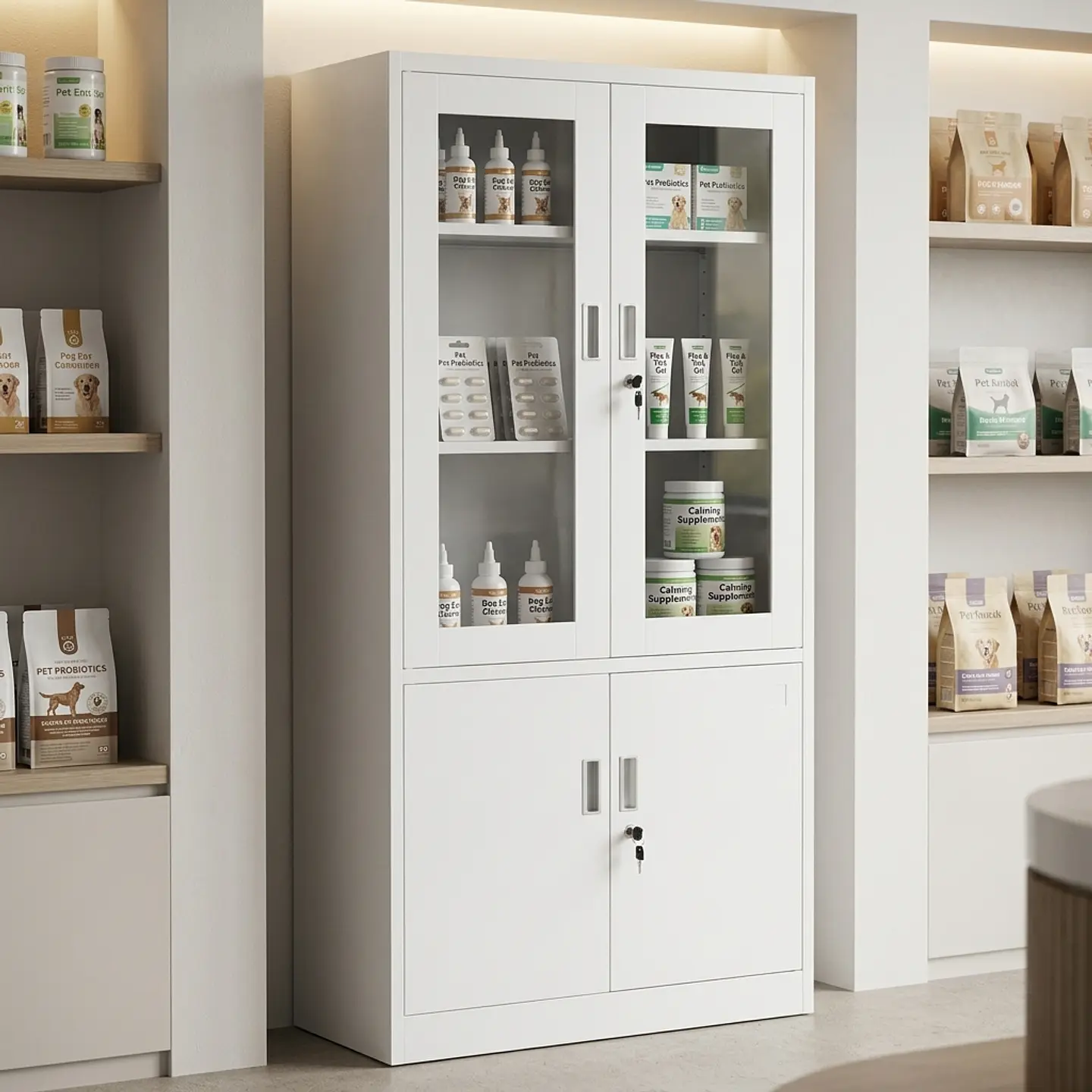 Estante Metálico Vitrina Blanca 185x87x40 cm - 4 Puertas 7