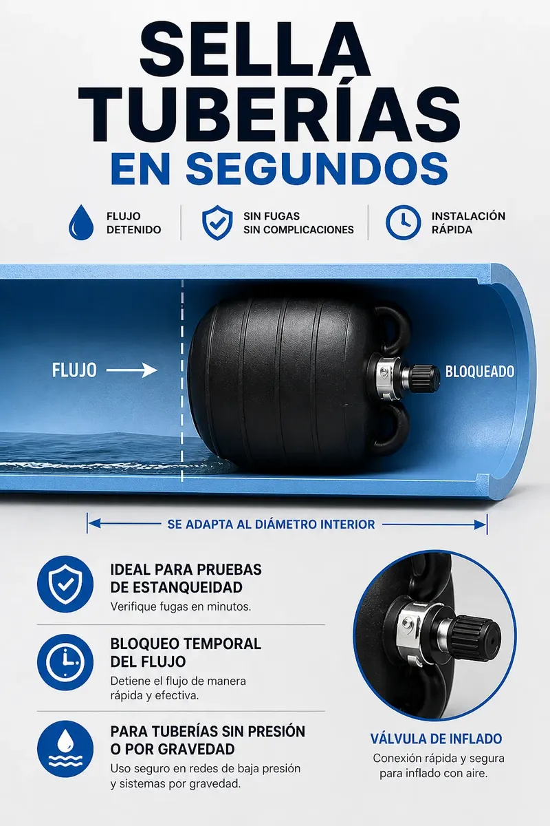 Tapon Inflable 110mm Prueba Hidraulica Estanqueidad 4