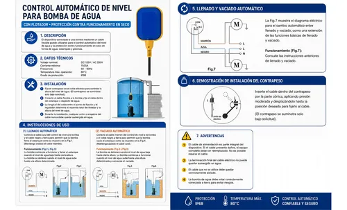 Flotador Sensor Interruptor De Nivel Edr 220v   -  Cable 10m 8