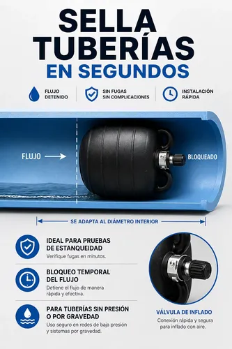 Tapon Inflable 600mm Prueba Hidraulica Estanqueidad 2