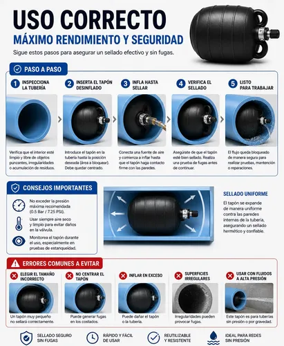 Tapon Inflable 200mm Prueba Estanqueidad Alcantarillado 4