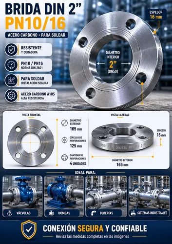 Brida Flange Acero Carbono 2 Din Para Soldar Pn 10/16 6