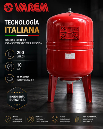 Estanque Hidroneumatico Varem 100 L - Vertical -10 Bar 2