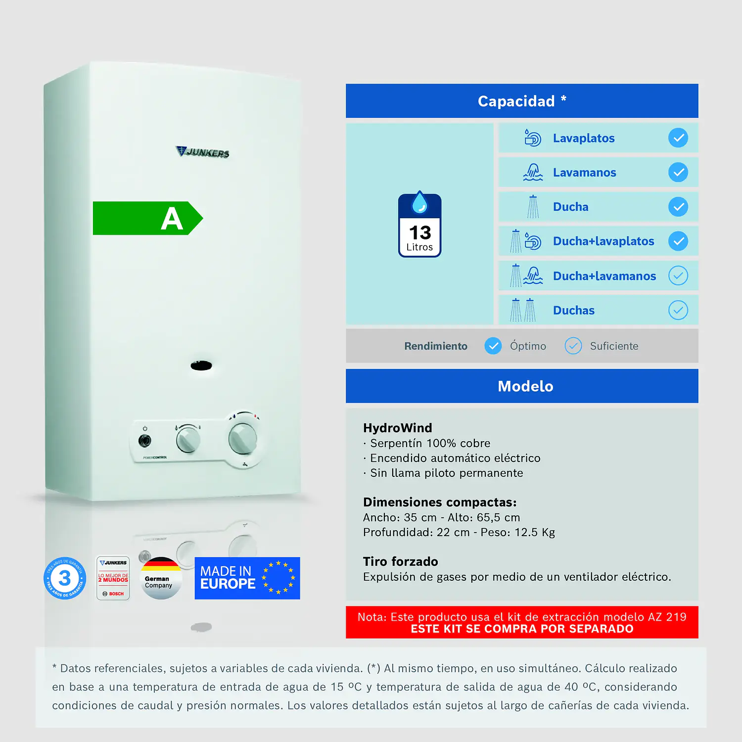 Calefón tiro forzado 13 litros gas natural WR13-2 KME 23 3