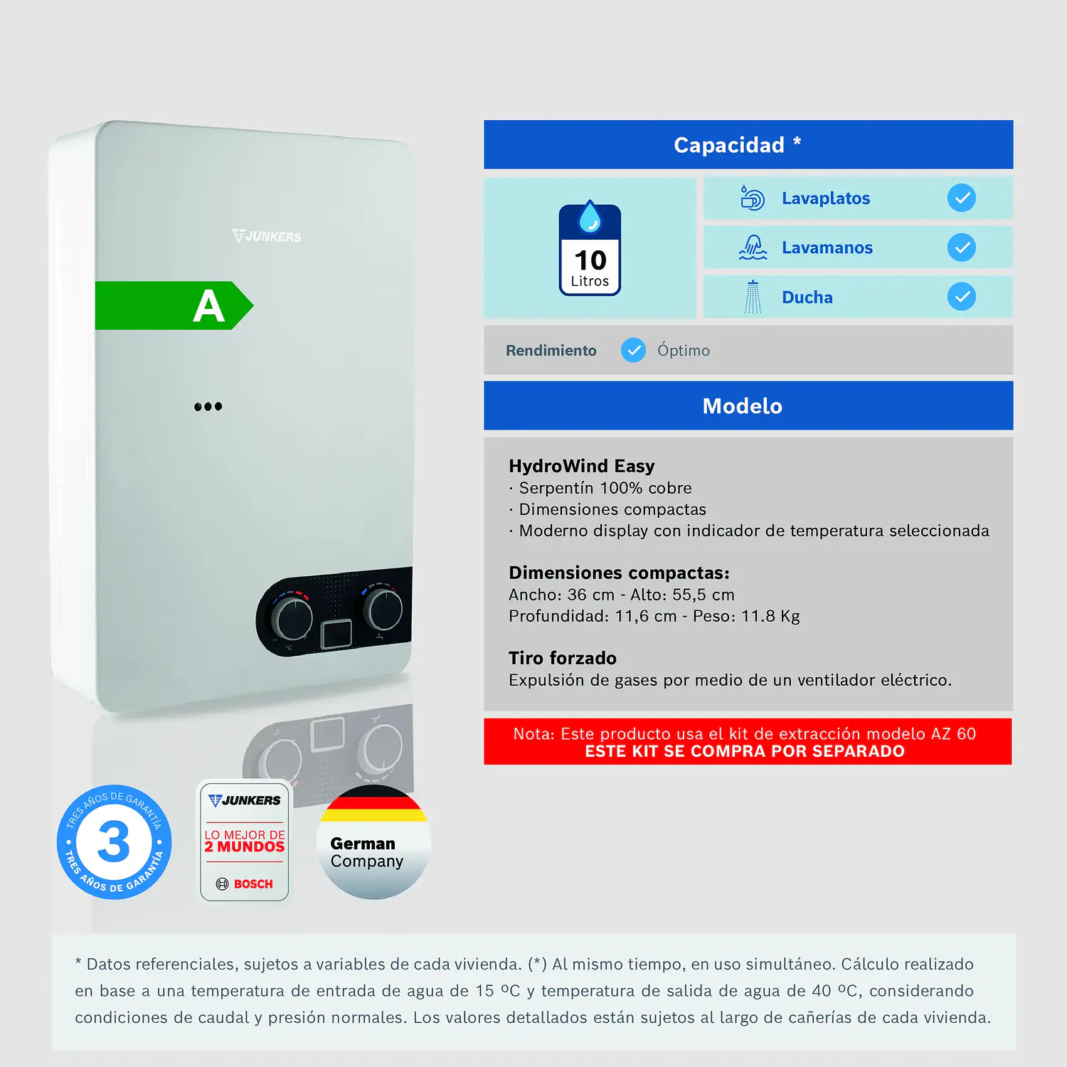Calefon tiro forzado 10 litros gas natural WD 10 KME  5