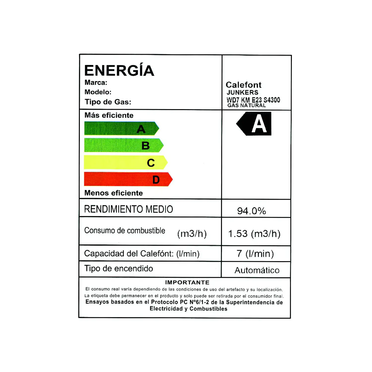 Calefon tiro forzado 7 litros gas natural WD 7 KME 9