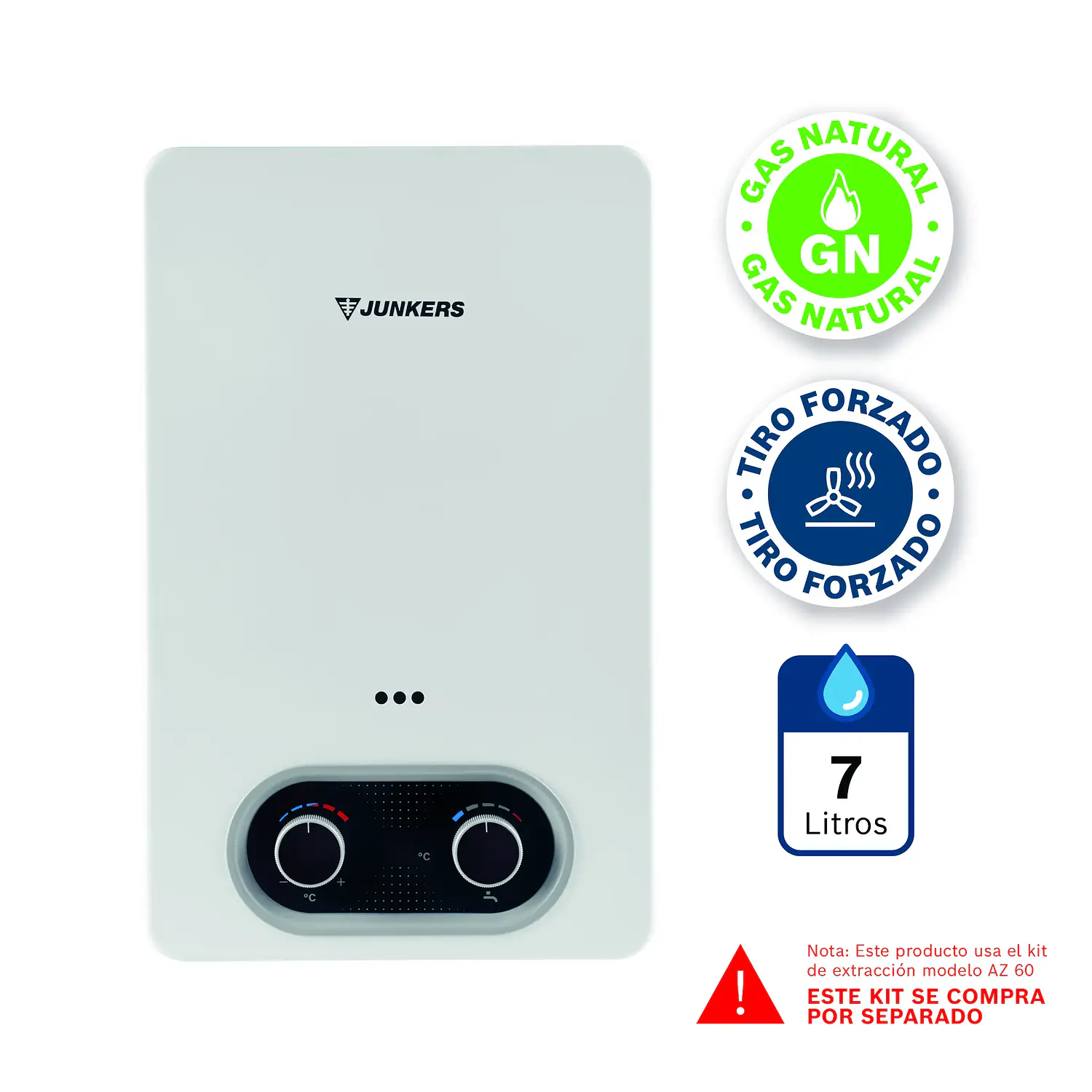 Calefon tiro forzado 7 litros gas natural WD 7 KME 2