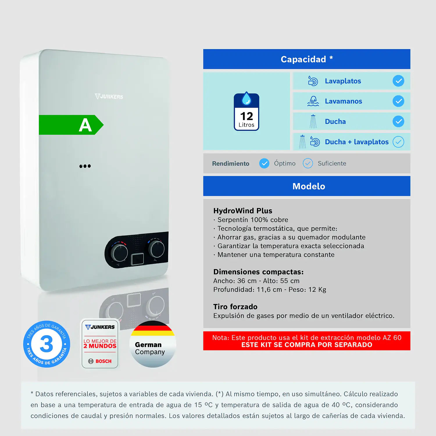 Calefon tiro forzado 12 litros gas natural WD 12 KME  3