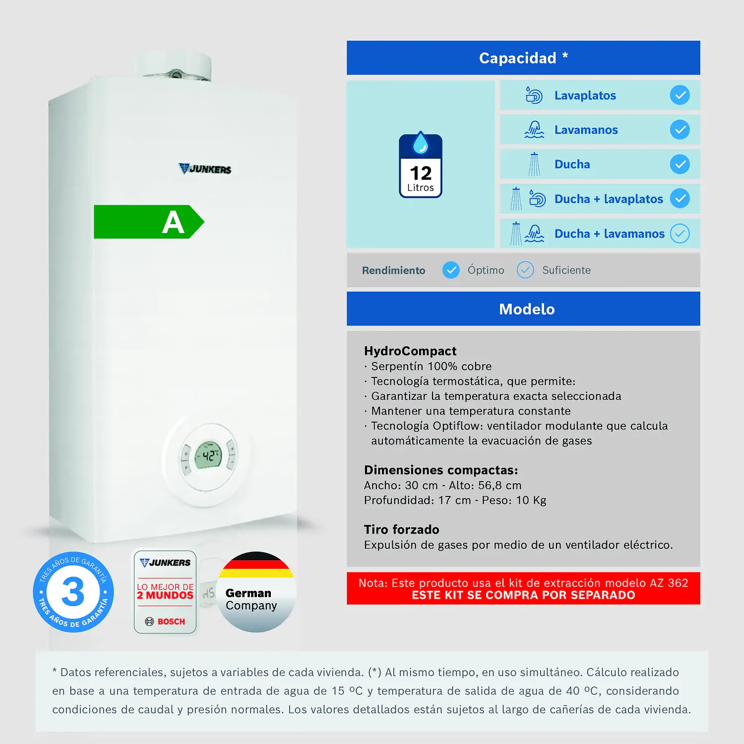 Calefon camara estanca 12 litros gas natural WTD12 AME 23 3