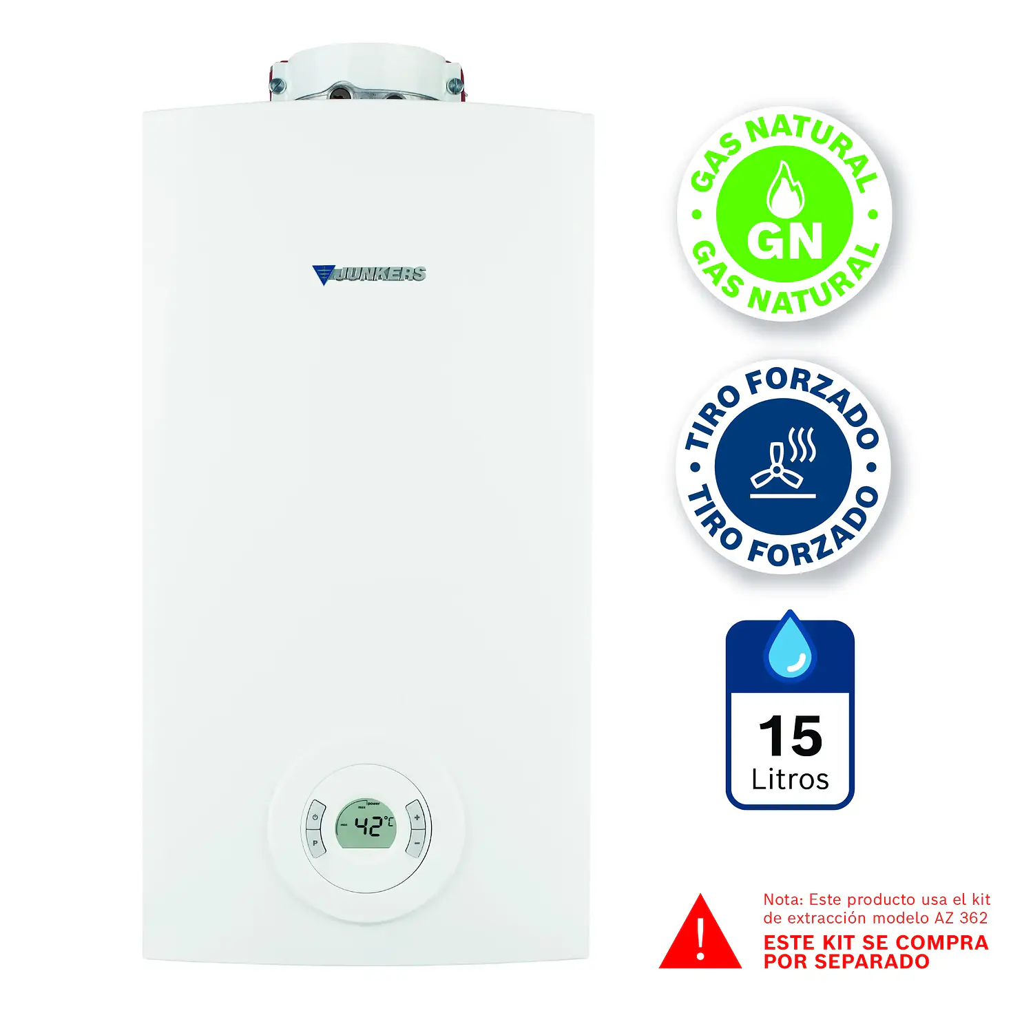 Calefon camara estanca 15 litros gas natural WTD15 AME 23 2