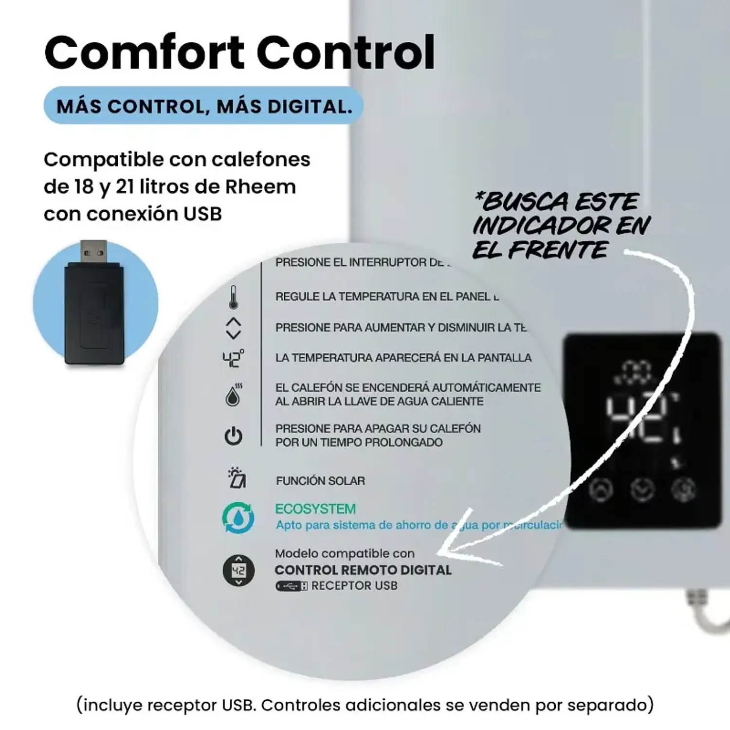 Control de t° digital con usb Rheem 2