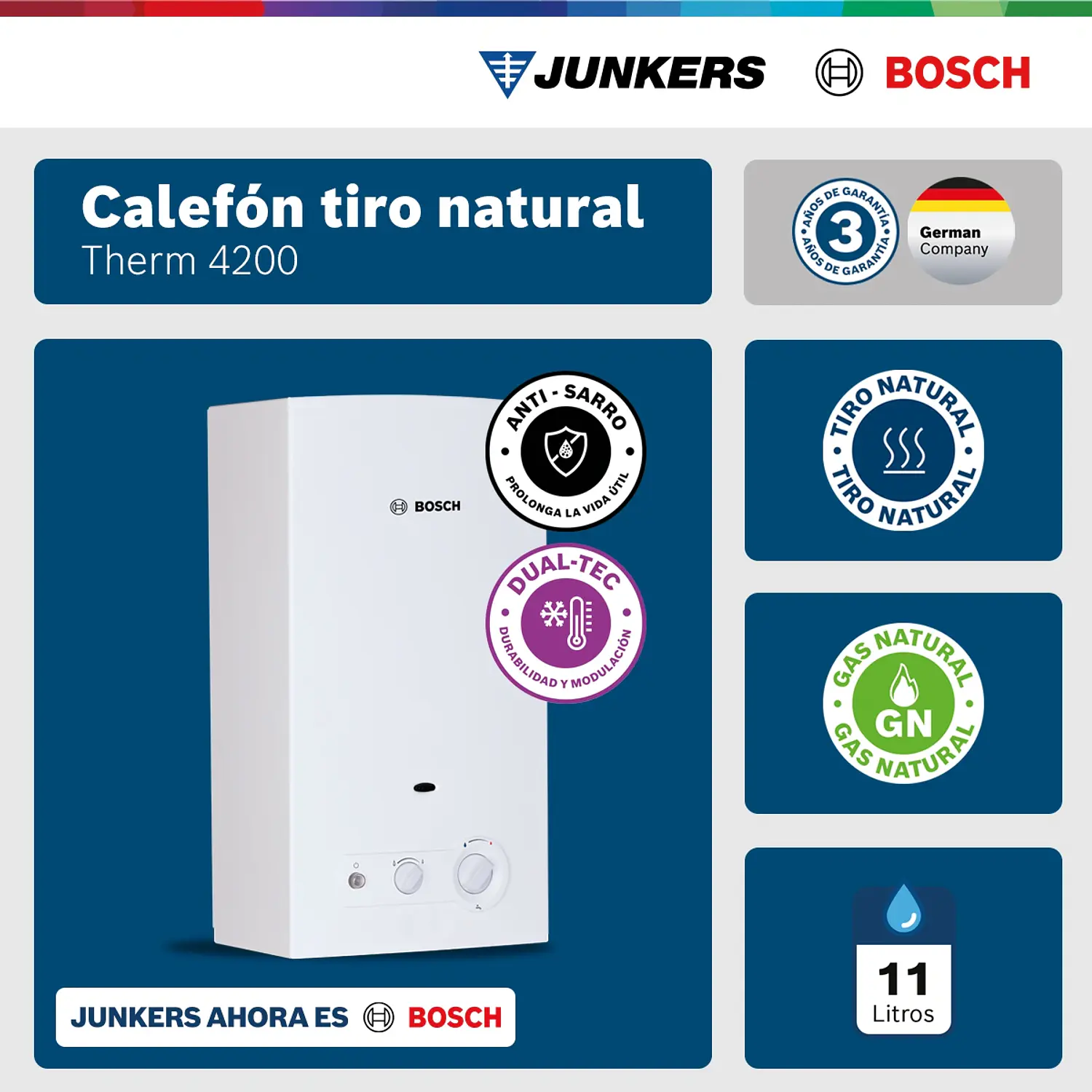 Calefón ionizado 11 litros gas natural Therm 4200  2