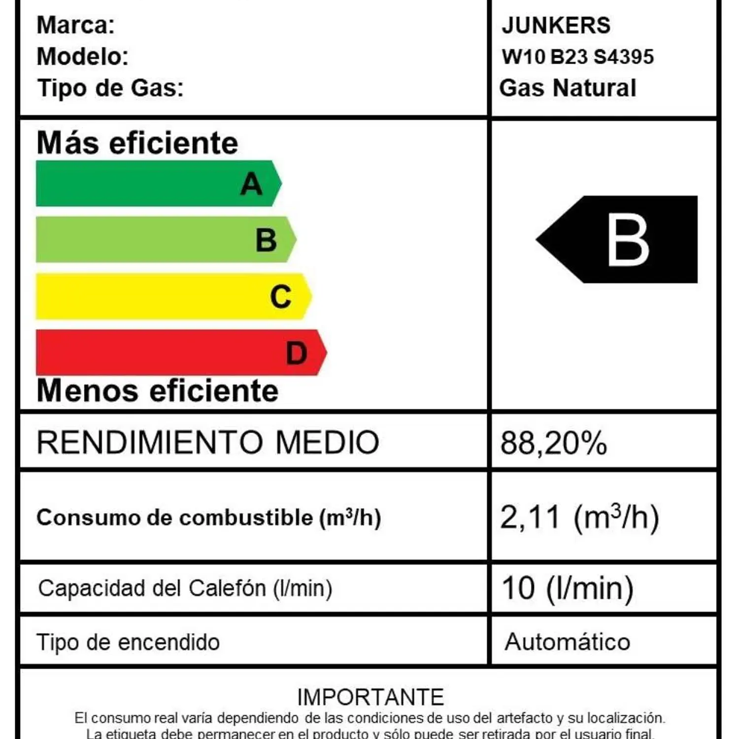 Calefón ionizado 10 litros gas natural HydroBase 1500 7
