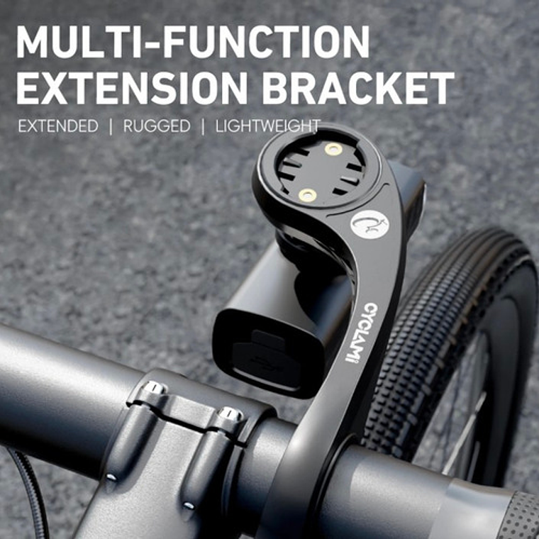 Soporte Extensor Cyclami S2 Para Ciclocomputador Gopro Y Luz Frontal Negro 4