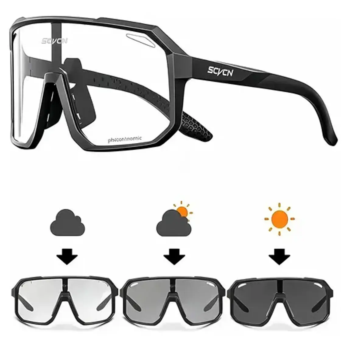 Gafas Scvcn Fotocromatico Marco Negro Plastico Negro 1