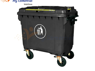 CONTENEDOR PLASTICO 1100 LITROS RUEDAS Y TAPA GRIS 