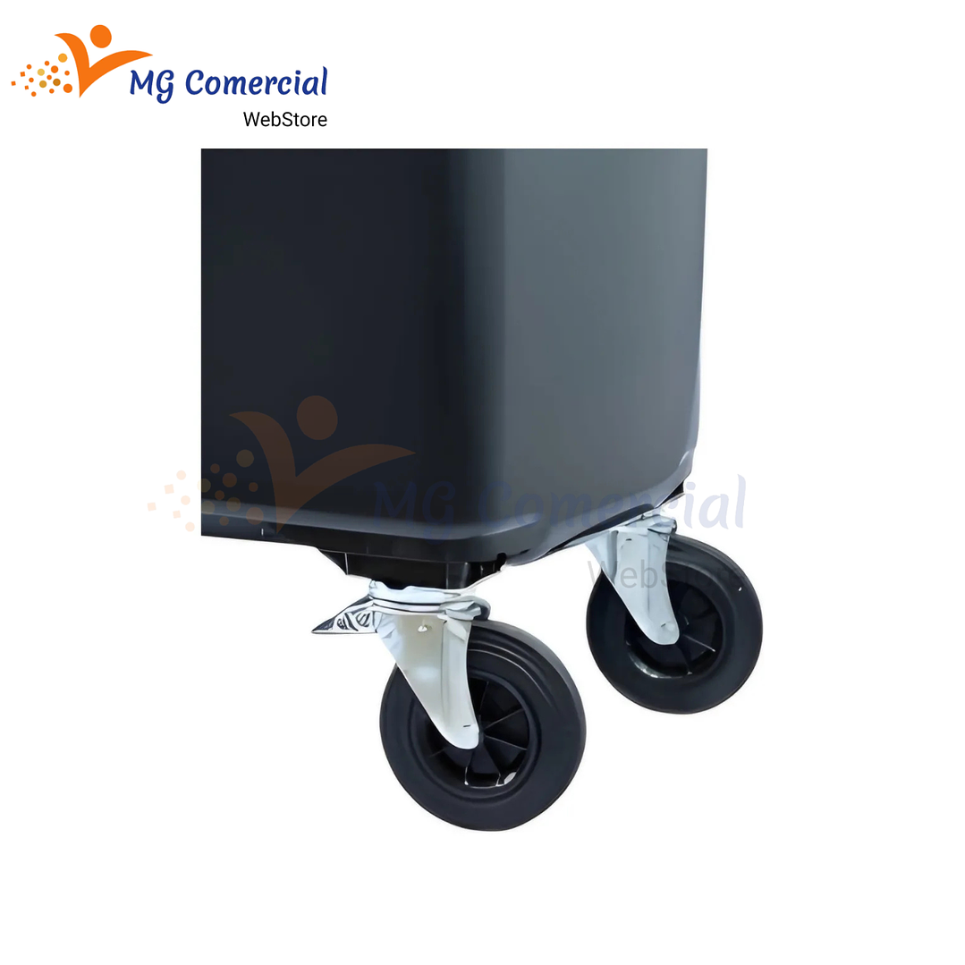 CONTENEDOR PLASTICO 1100 LITROS RUEDAS Y TAPA GRIS  2