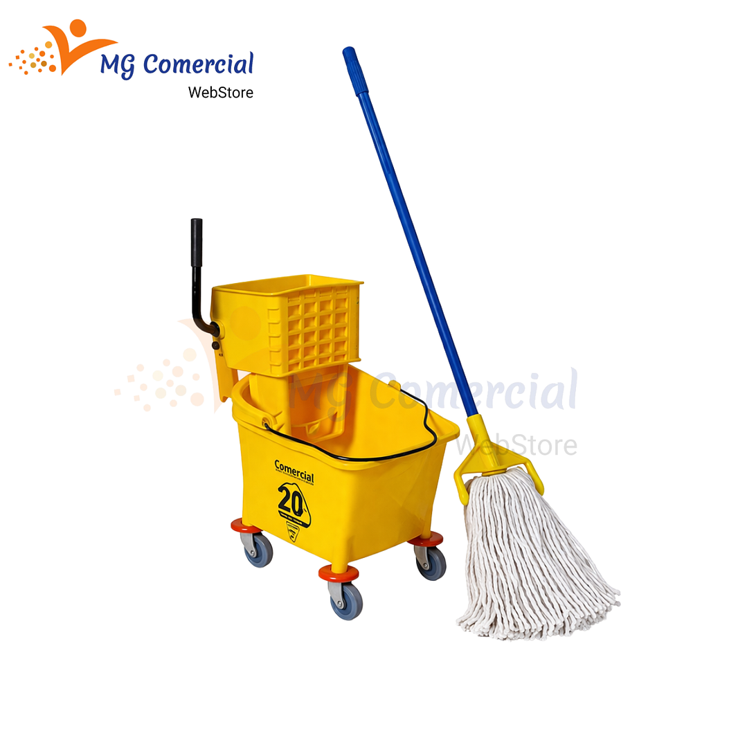 CARRO ESTRUJADOR 20 LITROS + MOPA COMPLETA DE 16 OZ 1