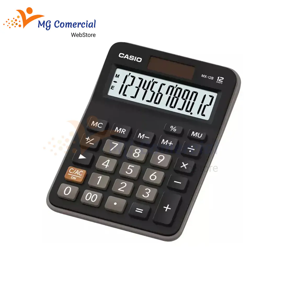 CALCULADORA CASIO MX 12B BK W DC NEGRA 1
