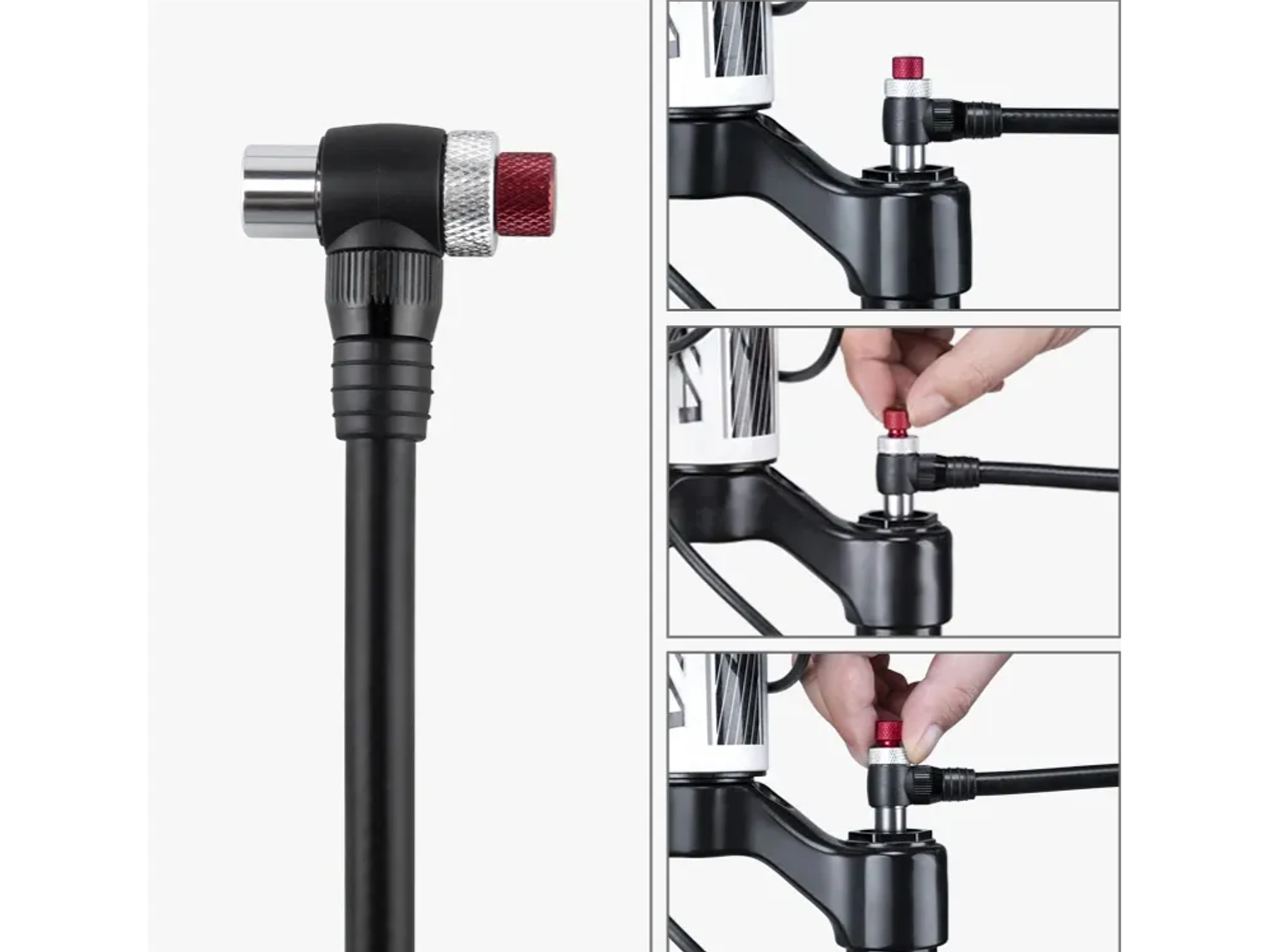 Bombín Beto Horquilla Shock 400 Psi Manual Con Manómetro Plateado 2