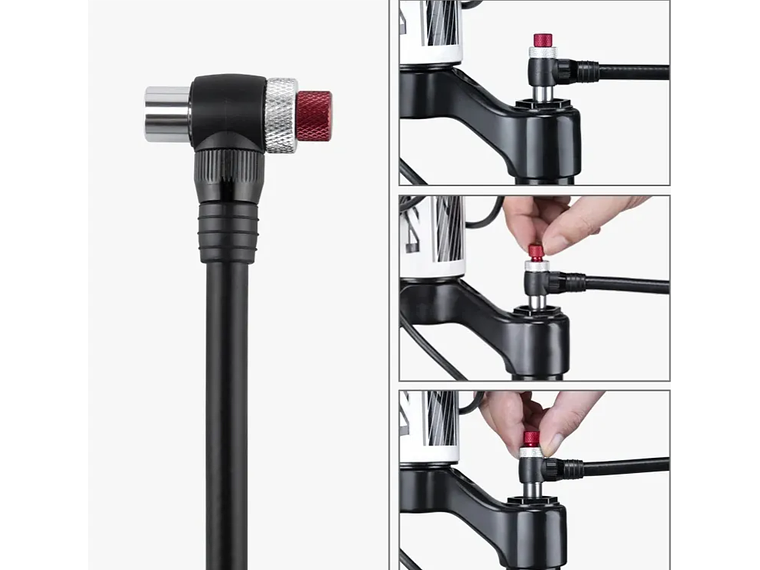 Bombín Beto Horquilla Shock 400 Psi Manual Con Manómetro Plateado 2