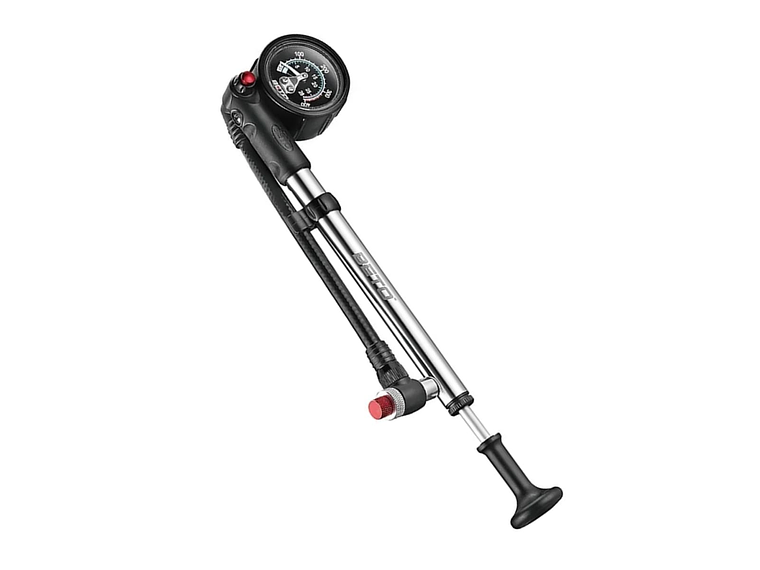 Bombín Beto Horquilla Shock 400 Psi Manual Con Manómetro Plateado 1