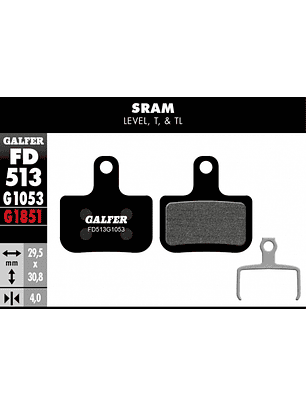 Pastillas de Freno Galfer para SRAM Level T / TL / TLM / Ultimate 2019