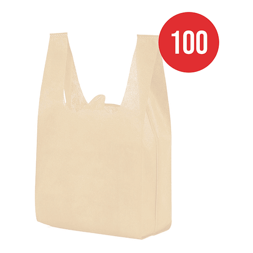 100 Bolsas Tnt Ecológica 50x30  Beige 40Grs