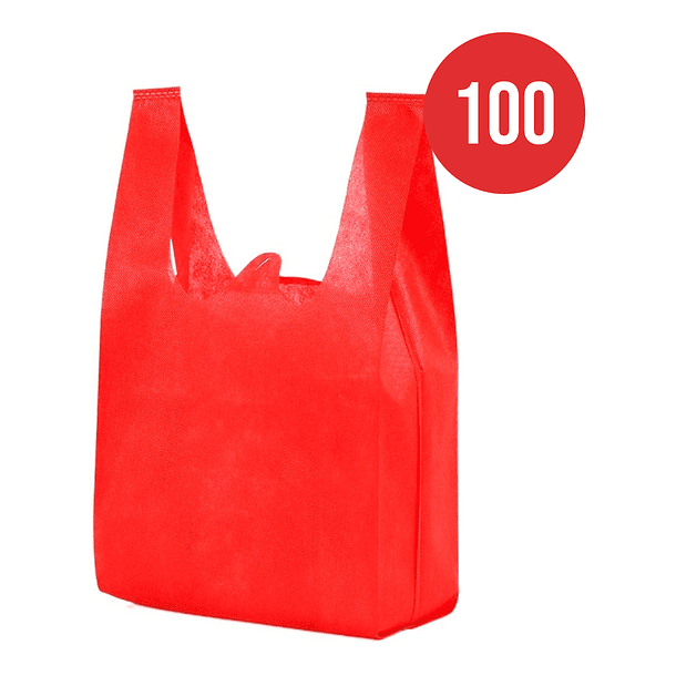 100 Bolsas Tnt Ecológica 60x35 Rojo 40Grs