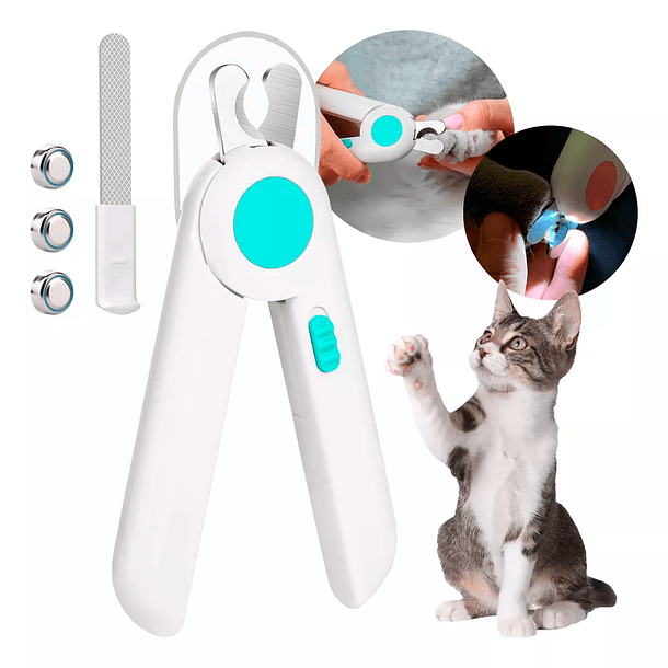 Corta Uñas Perro Gato Mascota Led Mini Tipo Alicate Con Lima 1